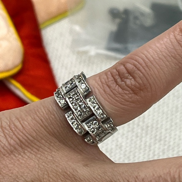 Bold Vintage 925 DQ CZ Statement Ring Size ~5.5 - Picture 7 of 15